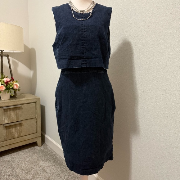 Toccin (NY) Dresses & Skirts - Toccin Navy Denim Sleeveless Popover Dress – Size 14